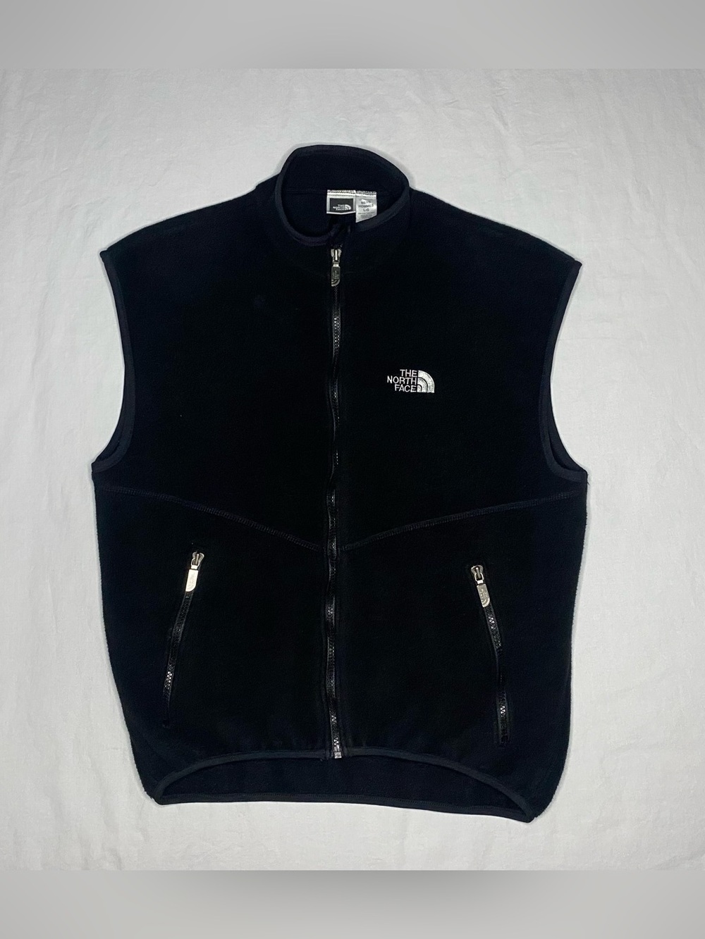 Vintage North Face Denali Vest Men's L Black Fleece Full Zip Made in USA 1997